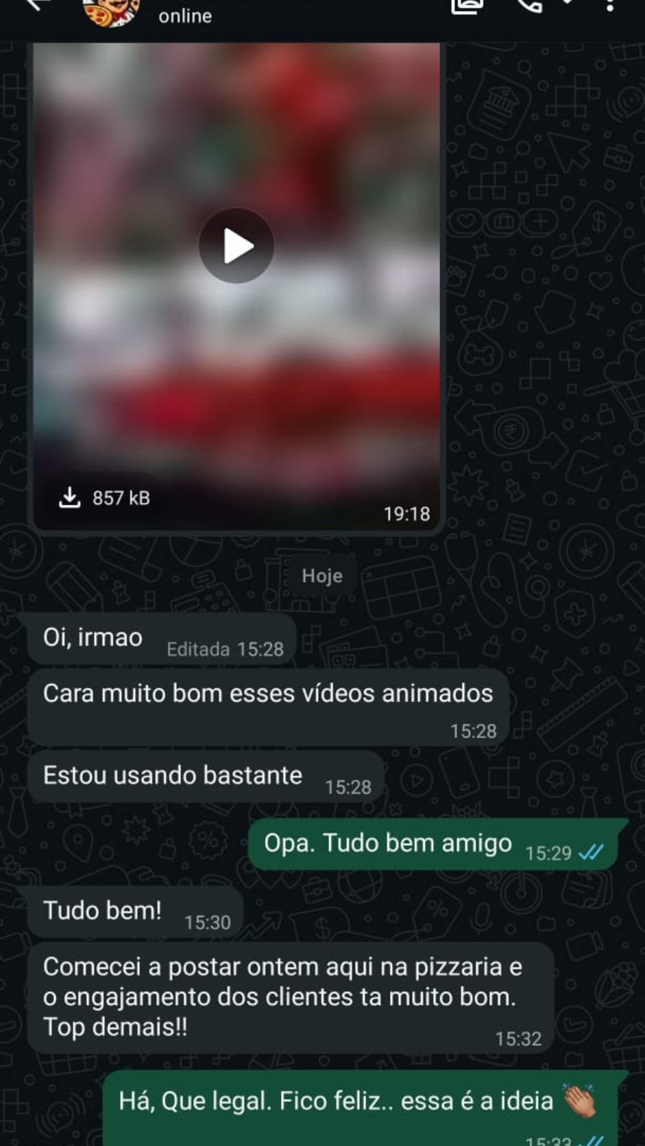 Depoimento de cliente pizzaria